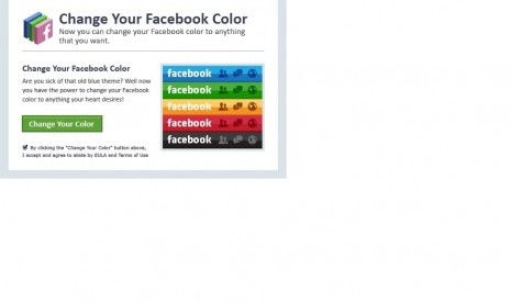 Tampilan layar penipuan dengan aplikasi Change Your Facebook Color 