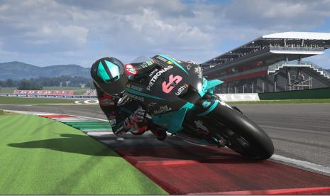 Tampilan virtual pembalap Petronas Yamaha SRT. Gamer Indonesia Muhammad Mulkana resmi dikontrak oleh tim Petronas Yamaha SRT sebagai atlet Esports MotoGP.