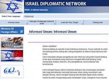 Tampilan layanan bahasa Indonesia dalam situs Deplu Israel