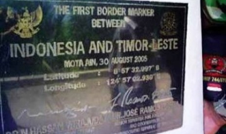 Tanda perbatasan antara wilayah RI dan Timor Leste