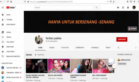 Tangkapan layar akun Youtube Ferdian Paleka.