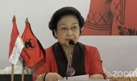 Tangkapan layar Ketua Umum PDIP Megawati Soekarnoputri. Ketum PDIP Megawati sebut cawapres untuk Ganjar Pranowo masih akan direnungkan dulu.