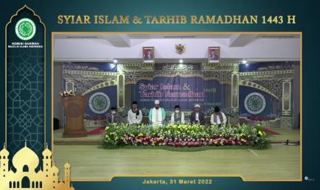 Tangkapan layar Majelis Ulama Indonesia (MUI) menggelar kegiatan Syiar Islam & Tarhib Ramadhan 1443 H, Kamis (31/3). 