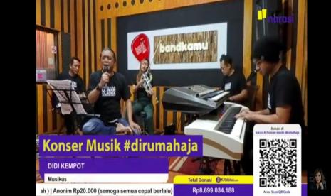 Tangkapan layar penampilan penyanyi campursari Didi Kempot pada konser musik streaming #Dirumahaja, Sabtu (28/3) petang.