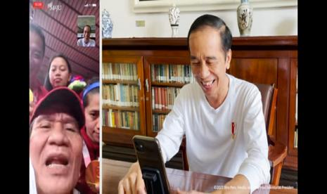 Tangkapan layar Presiden Joko Widodo saat melakukan panggilan video atau video call dengan atlet peraih medali emas Paralimpiade Tokyo 2020, Ahad (5/9).