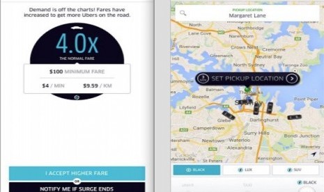 Tarif taksi uber di syney naik 400 persen