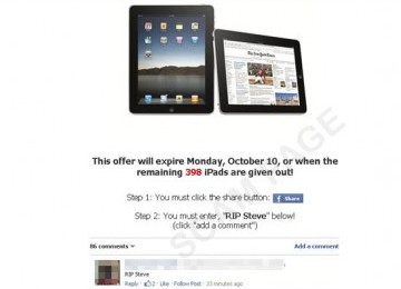 Tawaran iPad gratis di Facebook