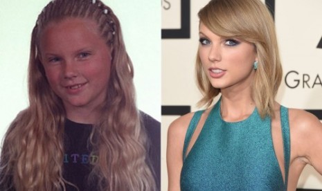 Taylor Swift saat muda (kiri) dan kini (kanan).