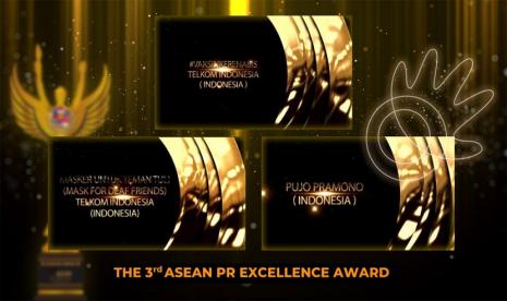  Telkom meraih tiga penghargaan dalam ajang bergengsi The 3rd ASEAN PR Excellence Award 2021 yang seremoni penganugerahannya dilaksanakan secara daring, pada akhir pekan lalu (5/11).