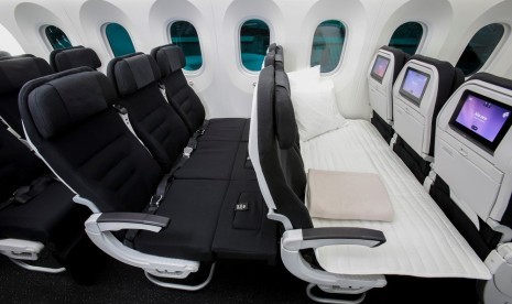 Tempat duduk maskapai Air New Zealand. ilustrasi