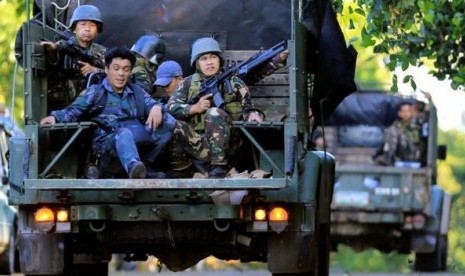 Tentara Filipina di Marawi, Mindanao. Kota tersebut berada dalam darurat militer.