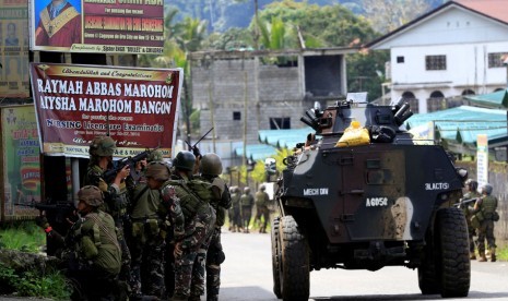  Tentara Filipina di Marawi, Mindanao. Tentara bertempur melawan kelompok ISIS Maute sejak pekan lalu.