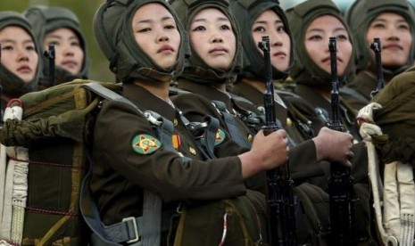 Tentara perempuan Korea Utara.