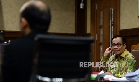 Defendant of e-ID corruption case, Irman, attended the trial on Thursday (March 30). 