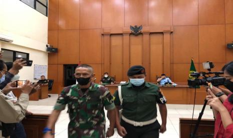 Terdakwa kasus pembunuhan Handi Saputra dan Salsabila, Kolonel Infanteri Priyanto saat usai menjalani sidang.