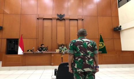 Terdakwa kasus pembunuhan Handi Saputra dan Salsabila, Kolonel Infanteri Priyanto saat menjalani sidang lanjutan,