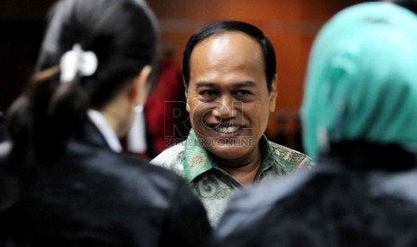  Irjen Pol Djoko Susilo di sidang pengadilan.  (Republika/ Wihdan)