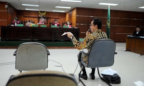 Terdakwa kasus suap Pilkada Lebak Tubagus Chaeri Wardana alias Wawan menjalani sidang lanjutan dengan di Pengadilan Tipikor, Jakarta, Senin (19/5). 