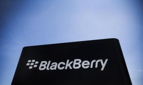 The Blackberry sign is pictured in Waterloo June 19, 2014.