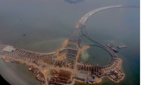 The construction of toll road is seen from airplane in April. The toll will be open on September 23, 2013. (file photo)