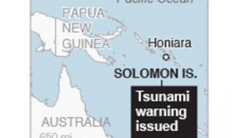 The location of earthquake's epicenter in Solomon Islands on Sunday.