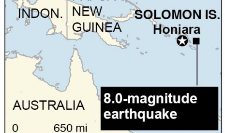 The Pacific Tsunami Warning Center said a tsunami of about a meter (3 feet) was measured in Lata wharf. Smaller waves were recorded in Vanuatu and New Caledonia.