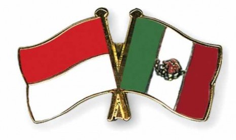   The picture shows flags of Indonesia and Mexico. Both countries will print postal stamp to mark the anniversary of 60 years of friendship. (illustration)