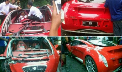 The sequel pictures show the accident that involved Minister of State Owned Enterprises, Dahlan Iskan, while driving an electric car named Tucuxi in Magetan, East Java, last weekend.    