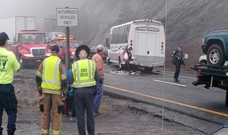      This image provided by WXII Channel 12 news, shows the scene following a 75-vehicle pileup on Interstate 77 near the Virginia-North Carolina border in Galax, Va., March 31.