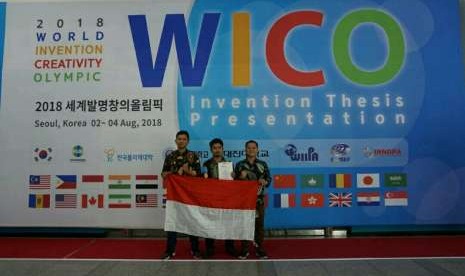 Tim Fishgator Universitas  Amikom Yogyakarta di World Invention Creativity Olympic (WICO) 2018, Sabtu (4/8).  Delegasi Indonesia ini berhasil meraih medali emas dalam gelaran internasional yang dihelat di Korea Selatan tersebut.