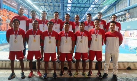 Tim Polo Air putra Indonesia yang menjuarai Taipei Men's Invitational Waterpolo Tournament di Taipei.