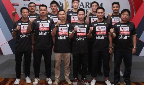 Tim putra PB Djarum Kudus di turnamen Djarum Superliga Badminton 2017