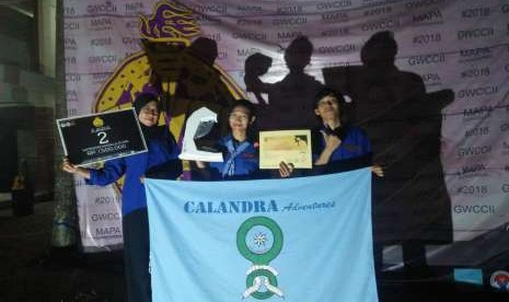 Tim Putri Calandra Adventure UBSI meraih juara kedua Gunadarma Wall Climbing Competition tingkat nasional.