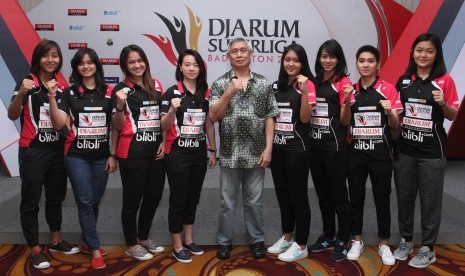 Tim putri PB Djarum Kudus di turnamen Djarum Superliga Badminton 2017.