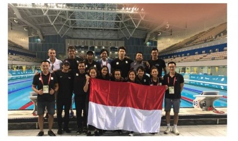 Tim renang Indonesia di Baku, Azerbaijan.