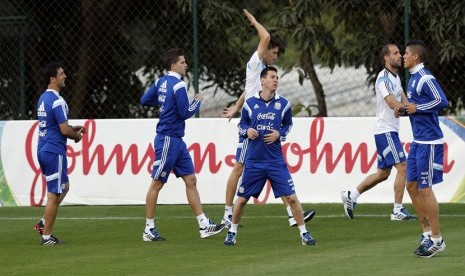 Timnas Argentina menggelar sesi latihan jelang laga lawan Swiss.