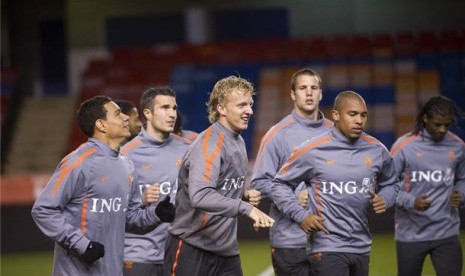 Timnas Belanda menggelar sesi latihan jelang laga kualifikasi Piala Eropa 2012. 