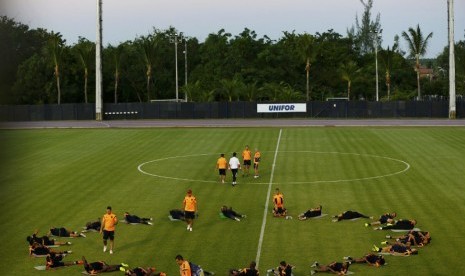 Timnas Kolombia menggelar latihan jelang laga perempat final Piala Dunia 2014 lawan tuan rumah Brasil.