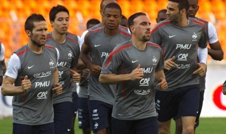 Timnas Prancis menggelar sesi latihan guna menghadapi Piala Eropa 2012. 