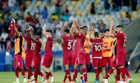 Timnas Qatar seusai menjalani laga.