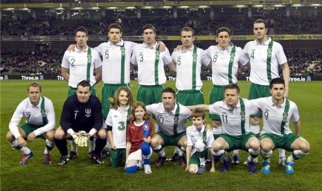 Timnas Republik Irlandia dalam laga lawan Republik Cheska di Stadion Aviva, Dublin, Irlandia. 