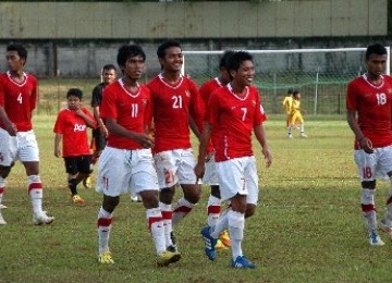 Timnas U-21 setelah beruji coba di Bogor