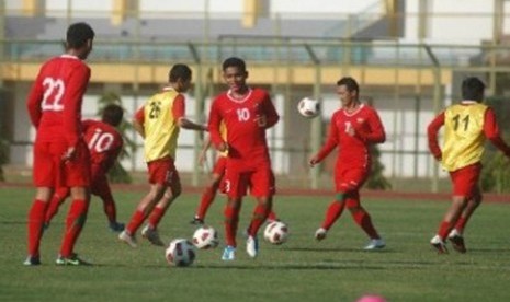 Timnas U23 Indonesia menggelar sesi latihan.