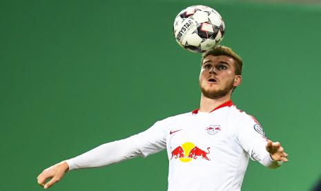  Timo Werner dari Leipzig beraksi selama pertandingan sepak bola putaran kedua Piala DFB Jerman antara RB Leipzig dan TSG 1899 Hoffenheim di Leipzig, Jerman, 31 Oktober 2018 .