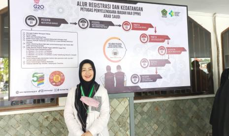 Tips Menjaga Kesehatan Saat Musim Haji dengan Cuaca Panas Ekstrem. Foto: Anggota tim promosi kesehatan (Promkes) PPIH Arab Saudi, Dian Septika Sari.