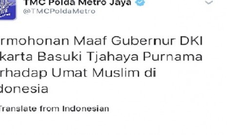 TMC tulis kicauan permohonan maaf Ahok.