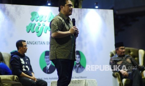 Tokoh muda nasional,Erick Thohir, Founder Paytren Yusuf Mansur, dan Dewan Pembimna YPI Masjid Al Azhar Jimly Asshiddiqie menjadi pembicara pada acata Rabu HIjrah di Jakarta, Rabu (13/2).