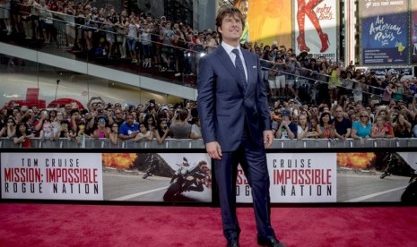 Tom Cruise dalam karpet merah pemutaran perdana Mission:Impossinel-Rogue Nation di New York (28/7).