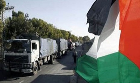 Truk bantuan ke Gaza, Palestina.