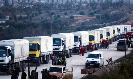 Truk bantuan kemanusiaan untuk Idlib, Suriah.